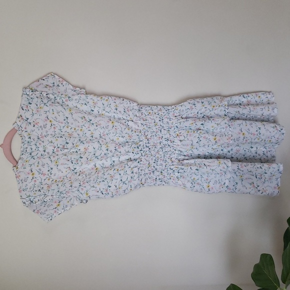 Gibson white ditsy floral smocked waist tiered dress, women's size XXS. - Picture 6 of 8